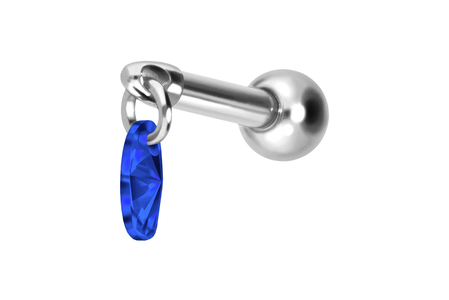 Titan Ohrpiercing mit Innengewinde KRISTALLOVAL